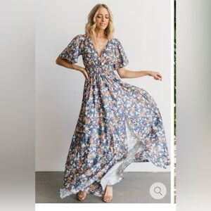 Baltic Born Floral Maxi Dress - Blue and Orange